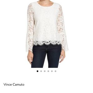 Vince Camuto - Women’s Lace & Bell Sleeve Top